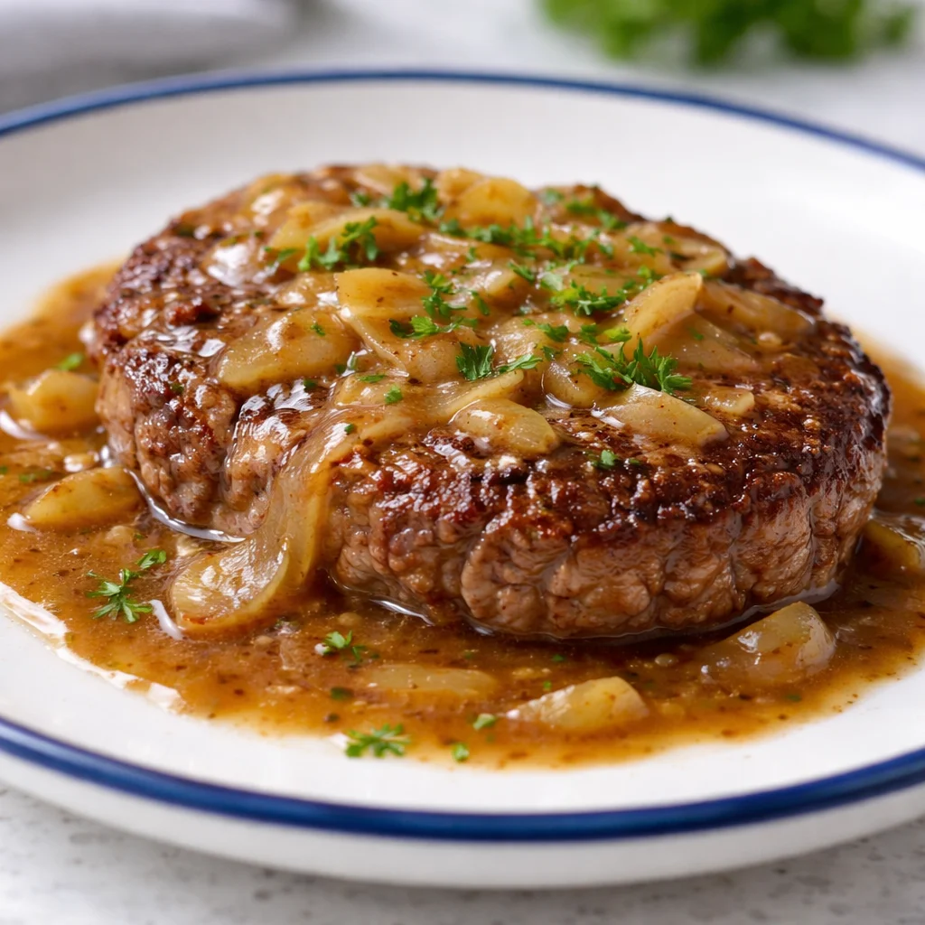 Snoop Dog's Hamburger Steak served with sides and garnishes.