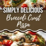 Homemade Broccoli Crust Pizza topped with fresh vegetables and cheese
