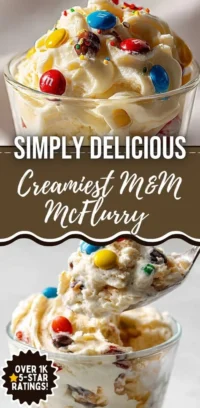 Delicious Homemade M&M McFlurry dessert with colorful candy pieces