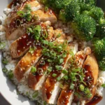 Honey Teriyaki Chicken & Rice Bowls with vegetables and sesame seeds