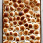 Oven-baked roasted marshmallows golden brown and ready to enjoy.